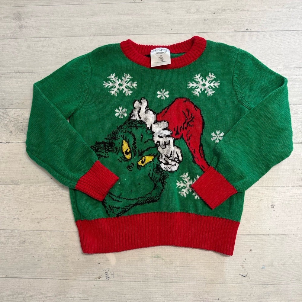 Jumping‎ beans the grinch kids holiday sweater 4T